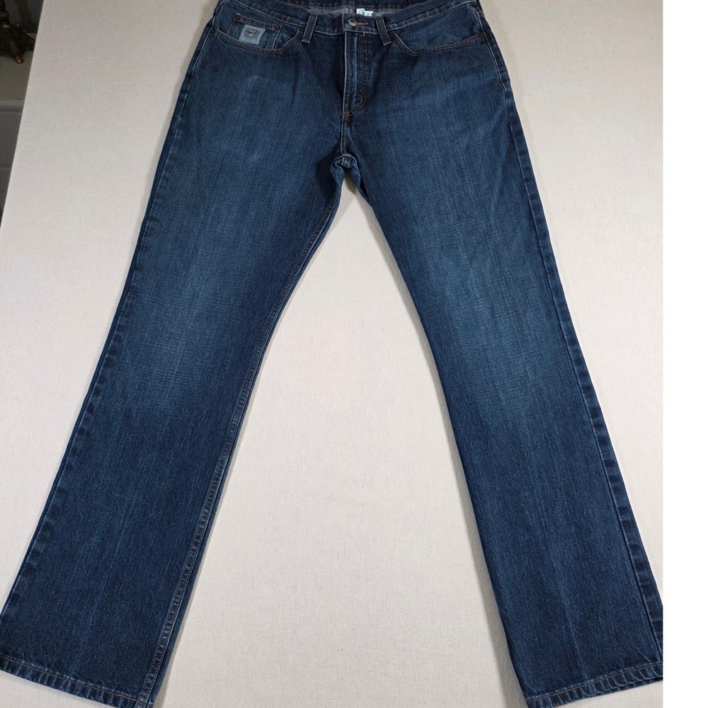 Cinch Mens Jeans 36x34 Silver Label Blue Straight Leg Western Denim Jeans Work - Picture 2 of 10